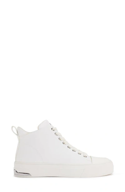 Shop Dkny Yaser Mid Top Platform Sneaker In Brt White