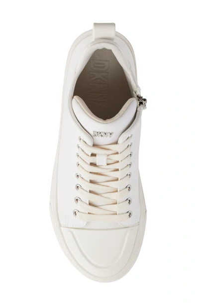 Shop Dkny Yaser Mid Top Platform Sneaker In Brt White