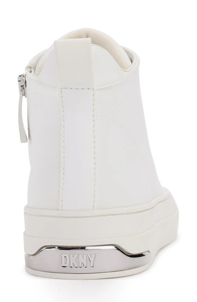 Shop Dkny Yaser Mid Top Platform Sneaker In Brt White