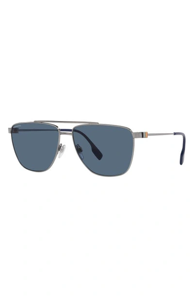 Shop Burberry Blaine 61mm Pilot Sunglasses In Gunmetal