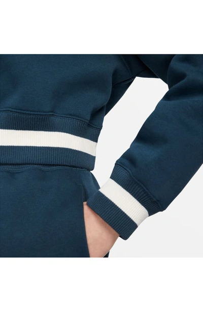 Shop Nike Phoenix Oversize Half Zip Crop Sweatshirt In Armory Navy
