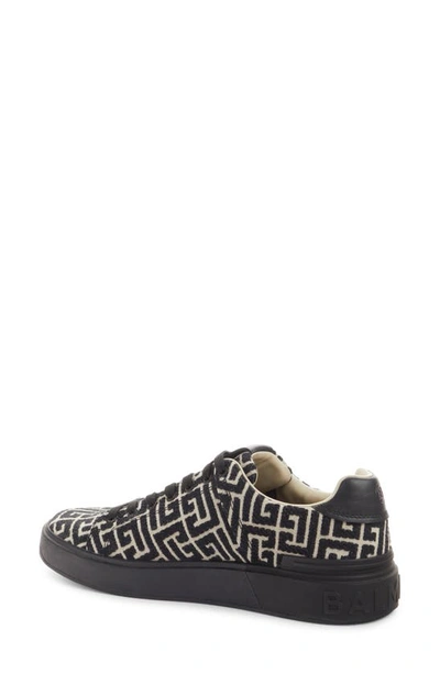 Shop Balmain B-court Monogram Low Top Sneaker In Black / Ivory