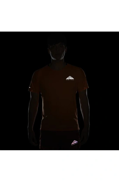 Shop Nike Dri-fit Trail Solar Chase Performance T-shirt In Bright Mandarin/ Olive Flak