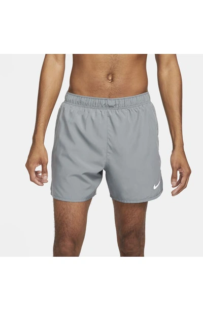 Nike Men's Challenger Dri-fit 5" Brief-lined Running Shorts In Smoke Grey/ Smoke Grey/ Black