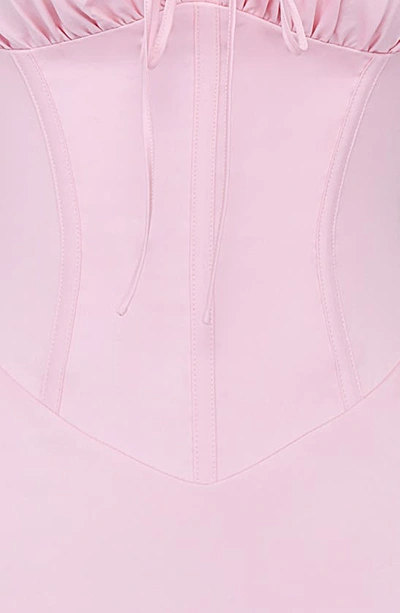 House Of Cb Carlotta Corset Bodice Cotton Blend Cocktail Dress In Baby Pink