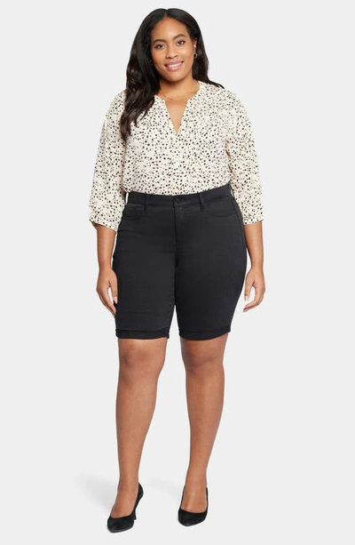 Nydj Briella Roll Cuff Denim Bermuda Shorts In Black