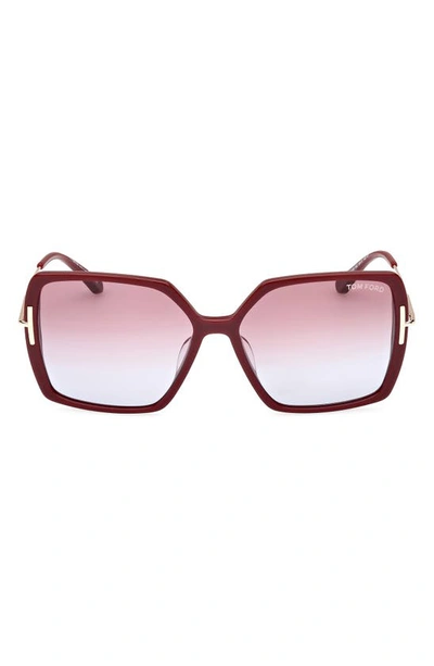 Tom Ford Joanna 59mm Gradient Polarized Butterfly Sunglasses In Shiny Bordeaux / Rose