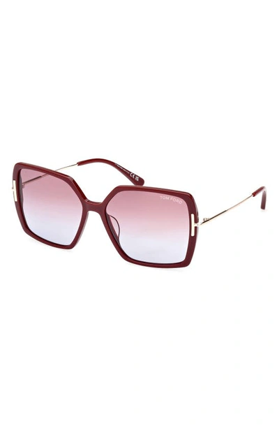 Tom Ford Joanna 59mm Gradient Polarized Butterfly Sunglasses In Shiny Bordeaux / Rose