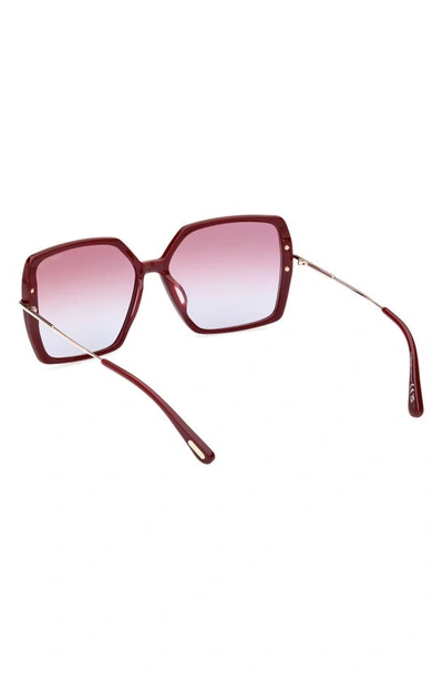 Tom Ford Joanna 59mm Gradient Polarized Butterfly Sunglasses In Shiny Bordeaux / Rose