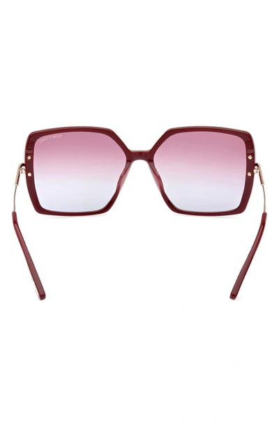 Tom Ford Joanna 59mm Gradient Polarized Butterfly Sunglasses In Shiny Bordeaux / Rose