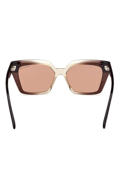 Shop Tom Ford Winona 53mm Gradient Polarized Cat Eye Sunglasses In Shiny Beige / Brown