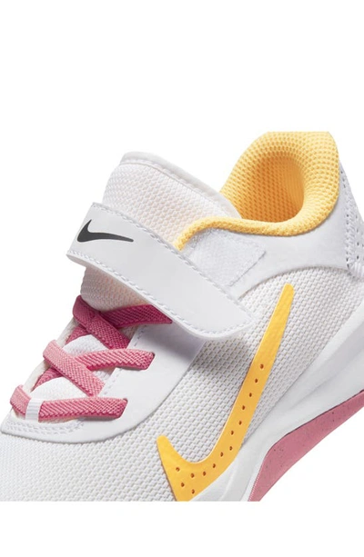 Shop Nike Kids' Omni Multi-court Sneaker In White/ Citron/ Coral