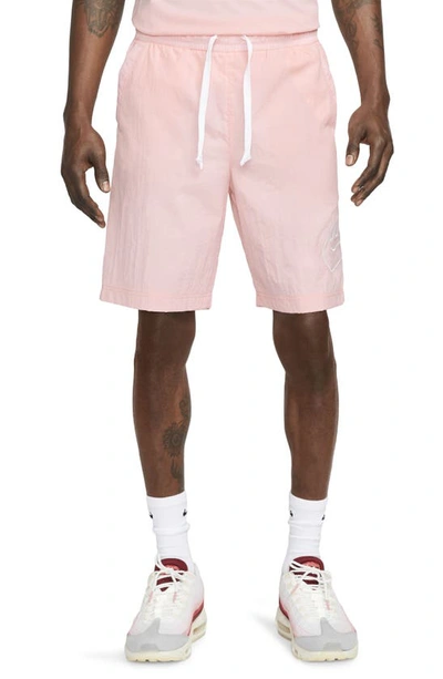 Shop Nike Sportswear Alumni Nylon Shorts In Pink Bloom/ White