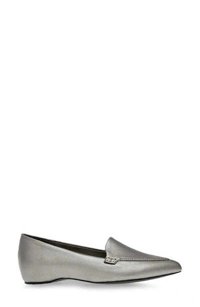 Shop Anne Klein Kala Pointed Toe Loafer In Pewter