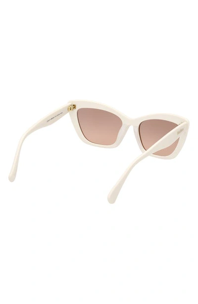Shop Max Mara 57mm Cat Eye Sunglasses In White / Brown Mirror