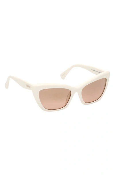 Shop Max Mara 57mm Cat Eye Sunglasses In White / Brown Mirror