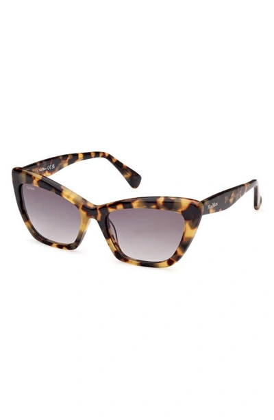Shop Max Mara 57mm Gradient Cat Eye Sunglasses In Havana/gradient Smoke