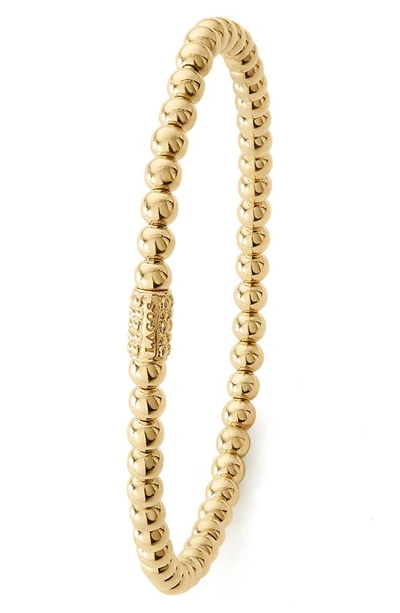 Lagos Signature Caviar Beaded Stretch Bracelet In Gold