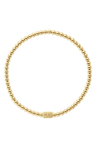 Lagos Signature Caviar Beaded Stretch Bracelet In Gold