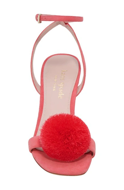 Amour Leather Pom Ankle-strap Sandals In Pink Peppercorn