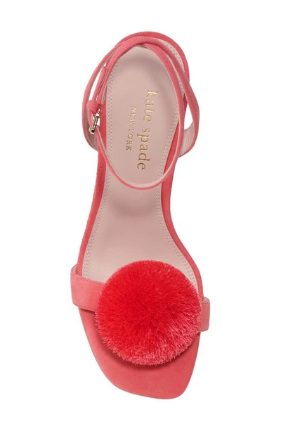 Amour Leather Pom Ankle-strap Sandals In Pink Peppercorn