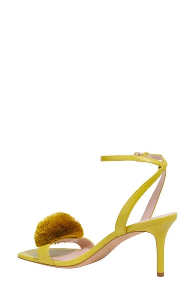 Kate Spade Amour Leather Pom Ankle-strap Sandals In Bartlett Pear