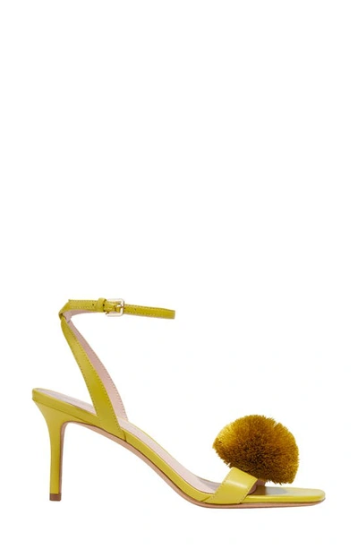 Kate Spade Amour Leather Pom Ankle-strap Sandals In Bartlett Pear