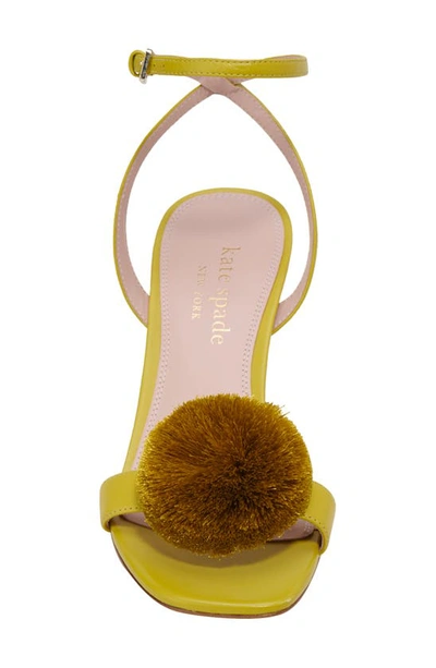 Kate Spade Amour Leather Pom Ankle-strap Sandals In Bartlett Pear