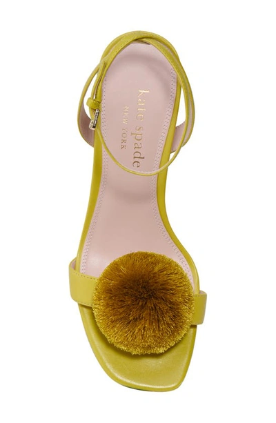 Kate Spade Amour Leather Pom Ankle-strap Sandals In Bartlett Pear