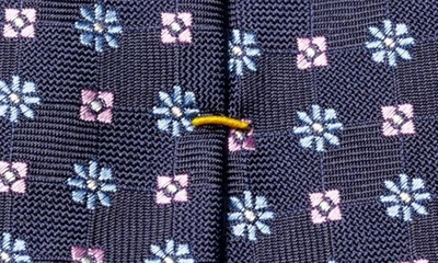Shop Eton Floral Silk Tie In Navy