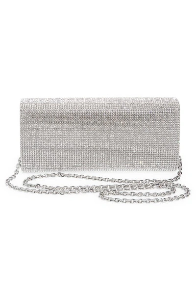 Shop Judith Leiber Perry Embellished Satin Clutch In Silver Rhine