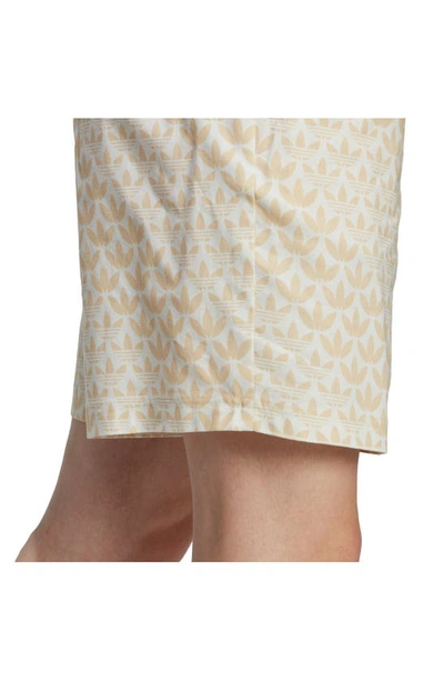 Shop Adidas Originals Graphics Monogram Woven Cotton Shorts In Sand Strata