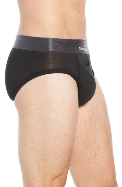 Shop Tommy John Second Skin Gunmetal Briefs In Black