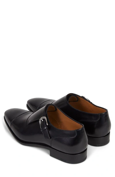 Shop Paul Stuart Giordano Monk Strap Shoe In Black Calf
