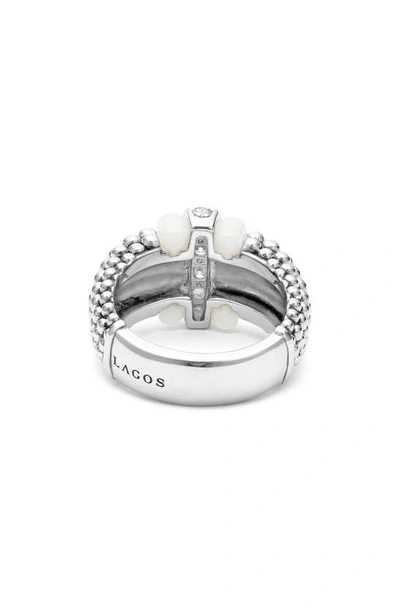 Shop Lagos Black Caviar White Ceramic Diamond Ring