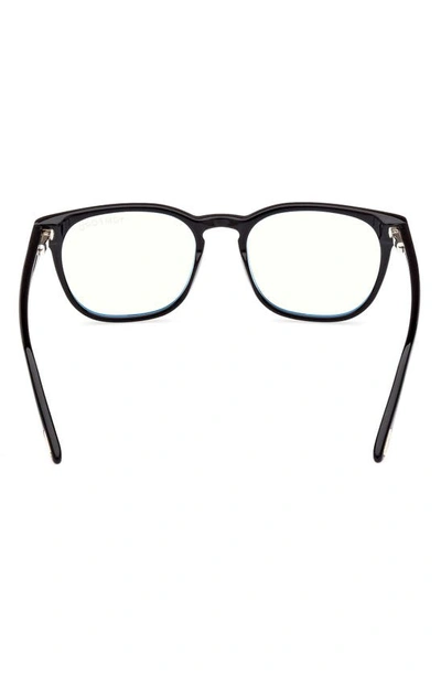Tom Ford 53mm Square Blue Light Blocking Glasses In Shiny Black