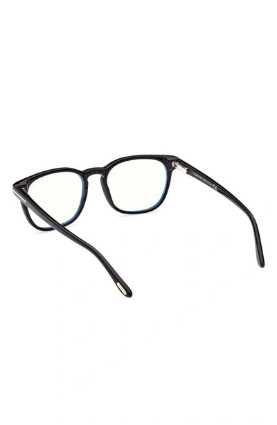 Tom Ford 53mm Square Blue Light Blocking Glasses In Shiny Black