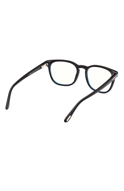 Tom Ford 53mm Square Blue Light Blocking Glasses In Shiny Black