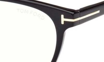 Tom Ford 53mm Square Blue Light Blocking Glasses In Shiny Black