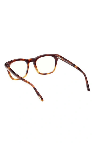 Tom Ford 50mm Square Blue Light Blocking Glasses In Havana/other