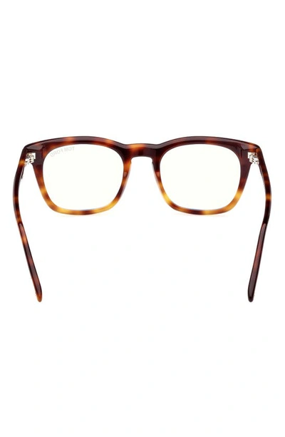 Tom Ford 50mm Square Blue Light Blocking Glasses In Havana/other