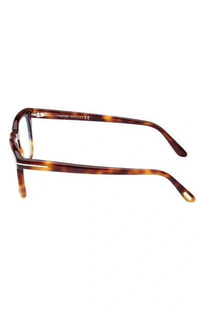 Tom Ford 50mm Square Blue Light Blocking Glasses In Havana/other