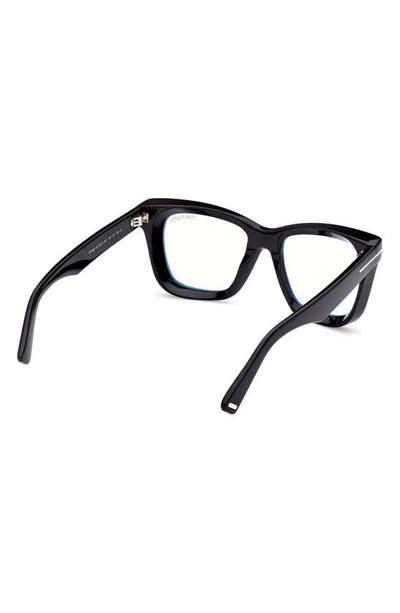 Shop Tom Ford 52mm Square Blue Light Blocking Glasses In Shiny Black