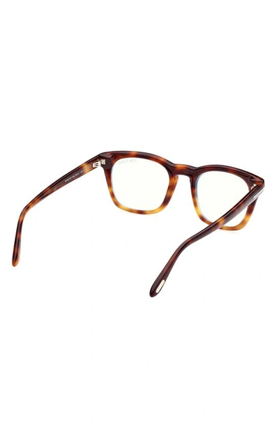 Tom Ford 50mm Square Blue Light Blocking Glasses In Havana/other