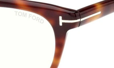 Tom Ford 50mm Square Blue Light Blocking Glasses In Havana/other