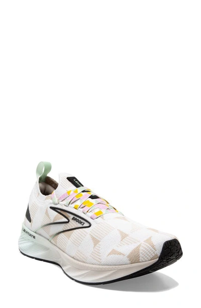 Shop Brooks Levitate 6 Stealthfit Running Shoe In White/ Silver Lining/ Green