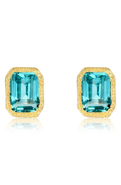Shop Lafonn Fancy Lab Created Sapphire Stud Earrings In Blue