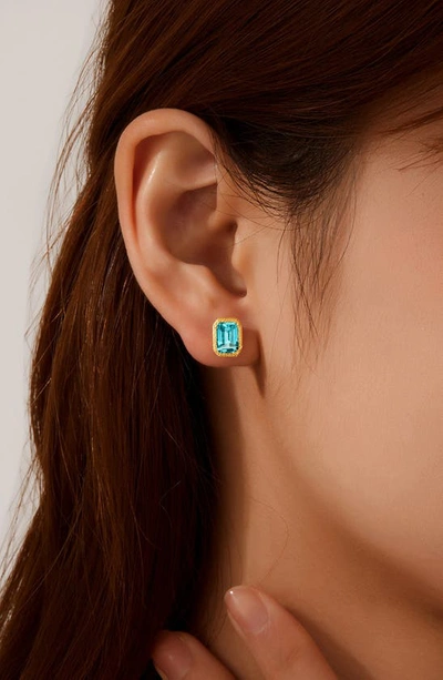 Shop Lafonn Fancy Lab Created Sapphire Stud Earrings In Blue