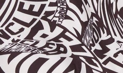 Shop Moncler Wavy Logo Print Swim Trunks In Black White Wavy Print