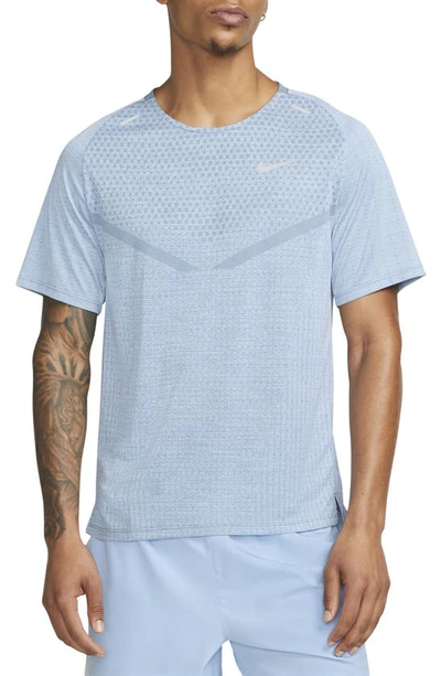 Shop Nike Dri-fit Advanced Techknit Ultra Running T-shirt In Ashen Slate/cobalt Bliss